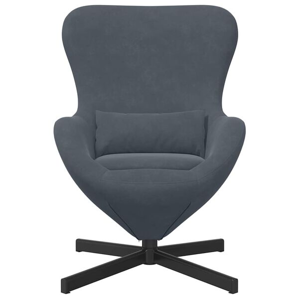 vidaXL Fauteuil &oelig;uf Gris fonc&eacute; 63 x 73 x 90 cm Velours