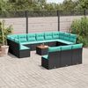 vidaXL Salon de jardin avec coussins 14 pcs noir r&eacute;sine tress&eacute;e