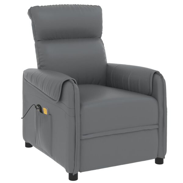 vidaXL Fauteuil de massage &eacute;lectrique Gris Similicuir