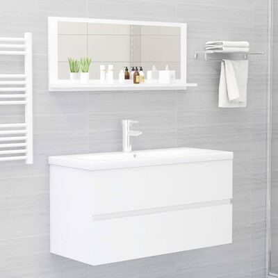 vidaXL Miroir de salle de bain Blanc brillant 90x10,5x37 cm Aggloméré