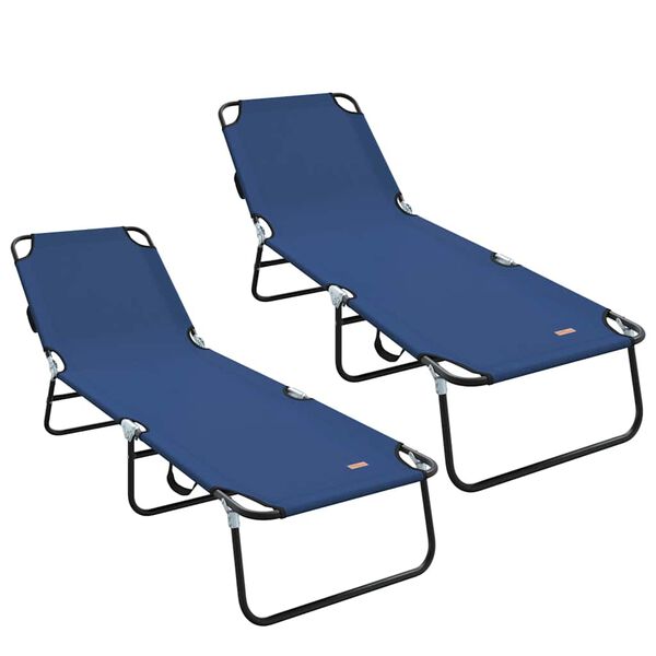 vidaXL Chaise longue pliante 2 pcs Bleu 188 x 57 x 86,5 cm Polyester