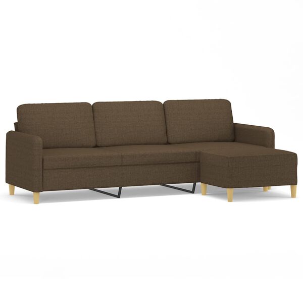 vidaXL Canap&eacute; &agrave; 3 places avec repose-pieds Marron 210 cm Tissu