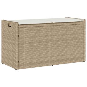 vidaXL Banc de rangement ext&eacute;rieur coussin beige 100 cm r&eacute;sine tress&eacute;e