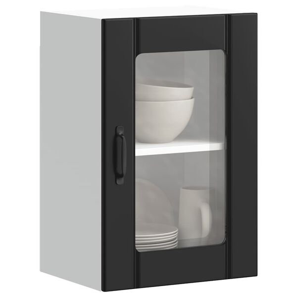 vidaXL Armoire murale de cuisine avec porte en verre Lucca noir