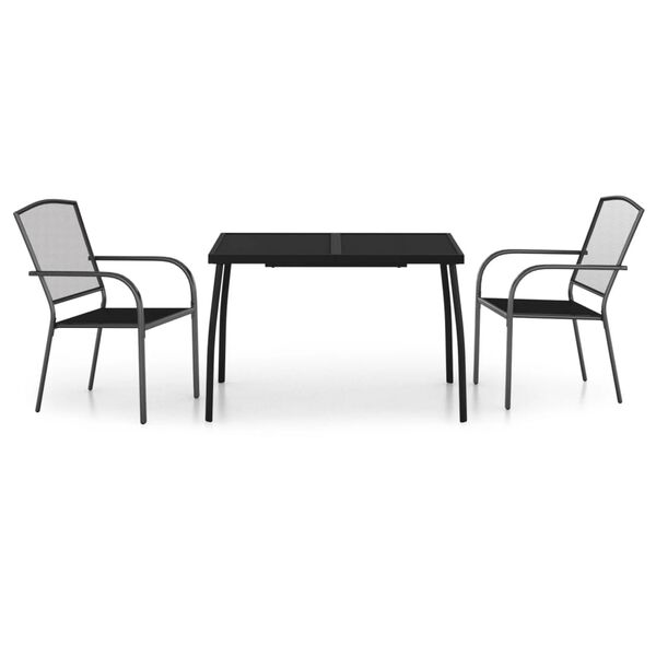 vidaXL Ensemble &agrave; manger de jardin 3 pcs anthracite acier