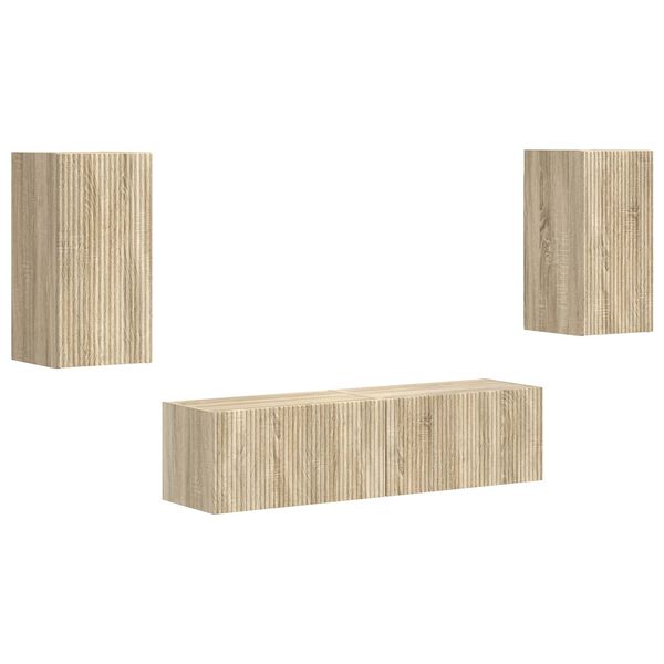 vidaXL Ensemble meuble TV 4 pcs Ch&ecirc;ne Sonoma Bois d'ing&eacute;nierie