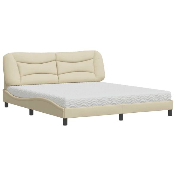 vidaXL Lit avec matelas Hvar cr&egrave;me 180x200 cm tissu