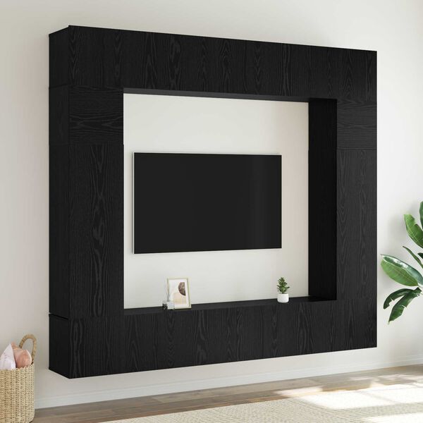 vidaXL Ensemble meuble TV 8 pcs Ch&ecirc;ne noir Bois d'ing&eacute;nierie