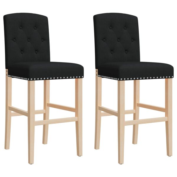 vidaXL Chaises de bar lot de 2 bois massif d'h&eacute;v&eacute;a et tissu
