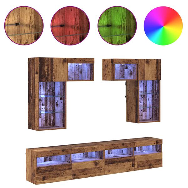 vidaXL Meubles TV muraux 6 pcs Ch&ecirc;ne noir Bois d'ing&eacute;nierie