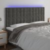 vidaXL T&ecirc;te de lit &agrave; LED Gris fonc&eacute; 160x5x118/128 cm Velours