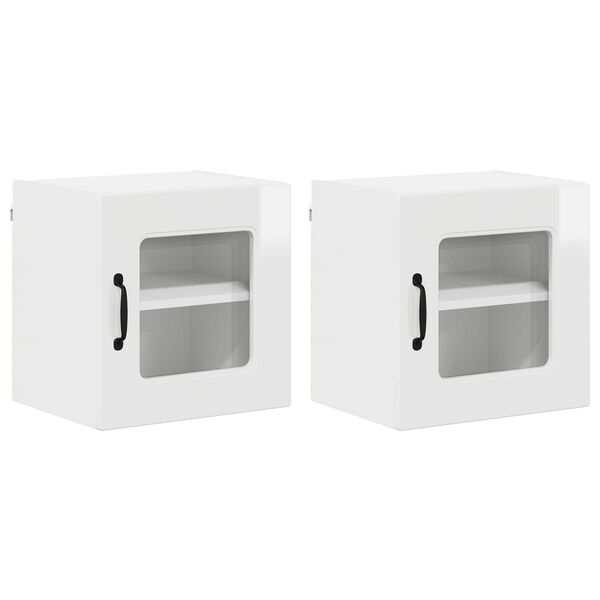 vidaXL Armoire de cuisine Kalmar 2 pcs Blanc brillant 40 x 31 x 40 cm