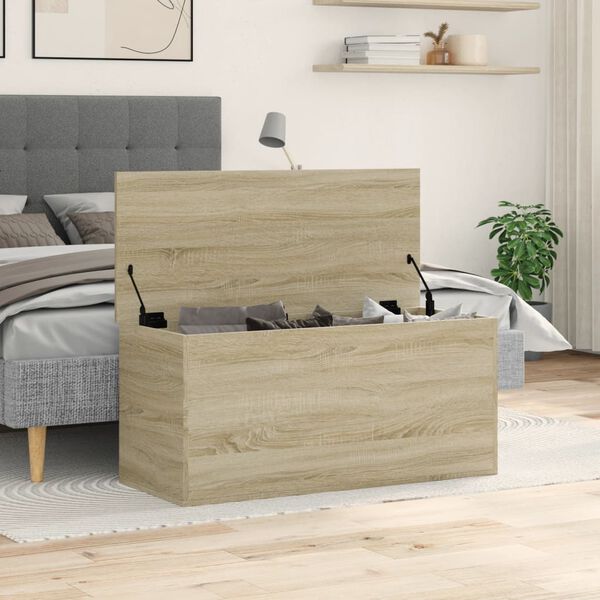vidaXL Bo&icirc;te de rangement ch&ecirc;ne sonoma 100x42x46 cm bois d'ing&eacute;nierie