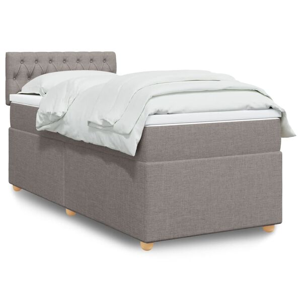vidaXL Sommier &agrave; lattes de lit avec matelas Taupe 80x200 cm Tissu