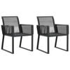 vidaXL Chaises de jardin lot de 2 Noir R&eacute;sine tress&eacute;e