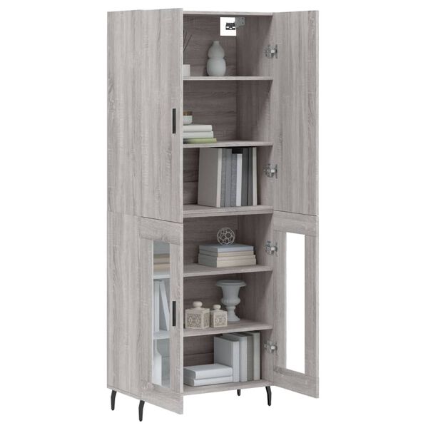 vidaXL Buffet haut Sonoma gris 69,5x34x180 cm Bois d'ing&eacute;nierie