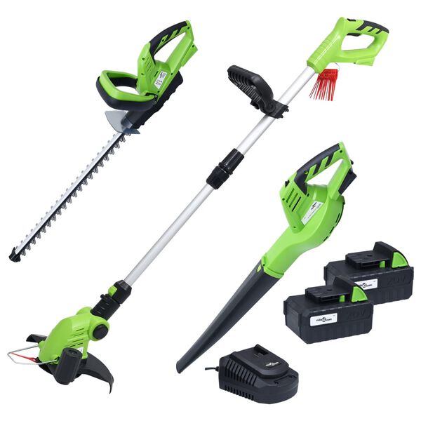 vidaXL Set d'outils &eacute;lectriques jardin sans fil3pcs chargeur/batteries