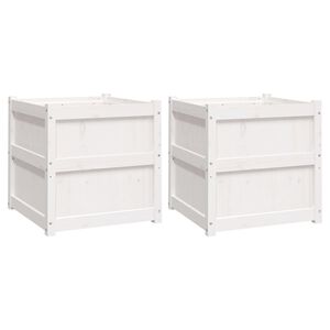 vidaXL Jardini&egrave;res 2 pcs blanc bois de pin massif