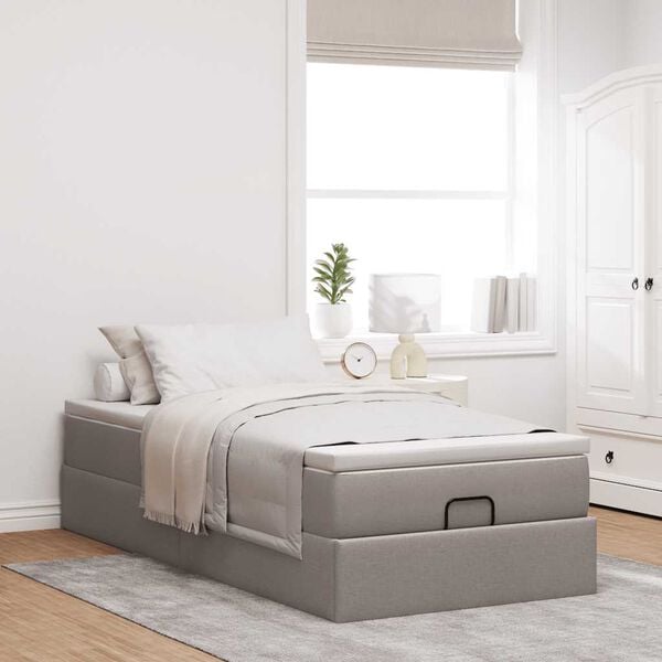 vidaXL Cadre de lit ottoman avec matelas taupe 80x200 cm tissu