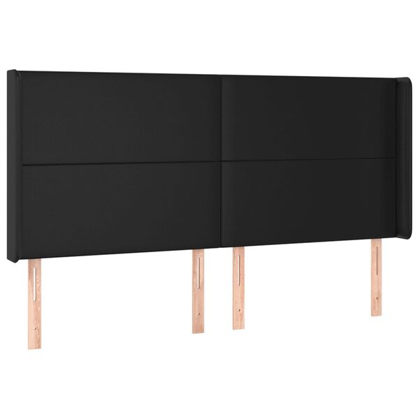 vidaXL T&ecirc;te de lit avec oreilles Noir 183x16x118/128 cm Similicuir