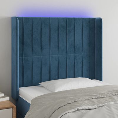 vidaXL Tête de lit à LED Bleu foncé 83x16x118/128 cm Velours