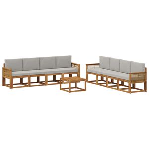 vidaXL Ensemble de canap&eacute;s d'ext&eacute;rieur 9 pcs Naturel et gris clair