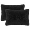 vidaXL Coussin avec oreiller HEERLEN 2 pi&egrave;ces Noir Fleece PV
