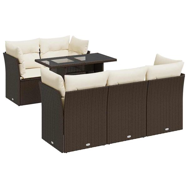 vidaXL Salon de jardin avec coussins 6 pcs marron r&eacute;sine tress&eacute;e