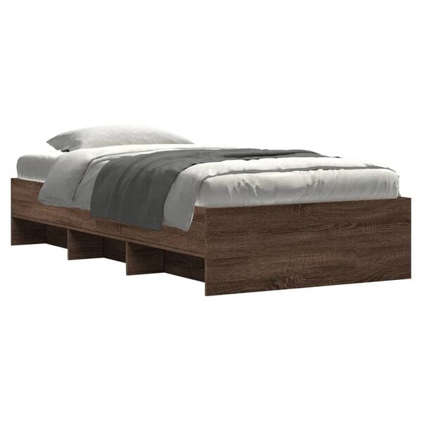 vidaXL Cadre de lit sans matelas ch&ecirc;ne marron 75x190cm bois ing&eacute;nierie