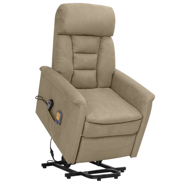 vidaXL Fauteuil de massage Gris clair Tissu microfibre