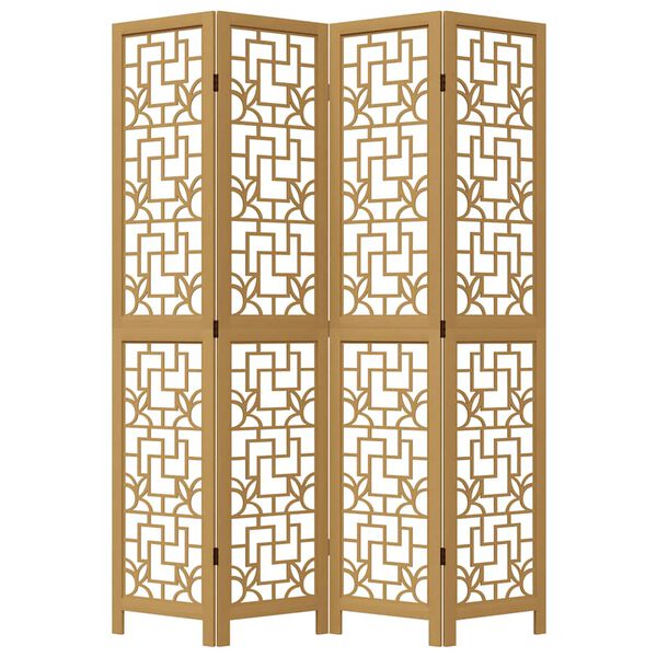 vidaXL Cloison de s&eacute;paration 4 panneaux marron bois paulownia massif