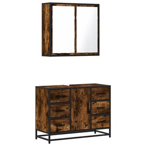 vidaXL Ensemble de meubles de salle de bain 2 pcs Ch&ecirc;ne fum&eacute;