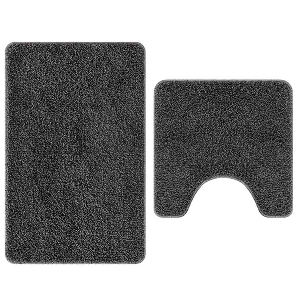 vidaXL Ensemble de tapis de bain antid&eacute;rapants 2 pcs Gris fonc&eacute; PP