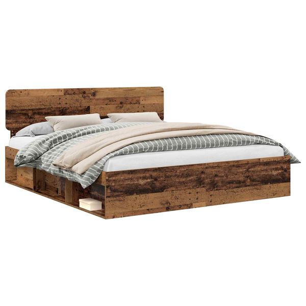 vidaXL Cadre de lit Bois ancien 200 x 200 cm Pin massif