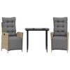 vidaXL Ensemble &agrave; manger de jardin et coussins 3 pcs m&eacute;lange beige