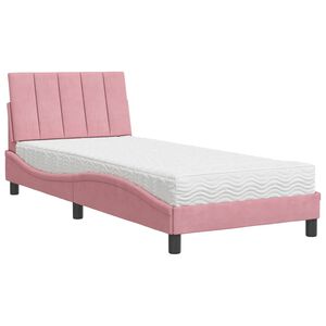 vidaXL Lit avec matelas Hanko rose 90x190 cm velours
