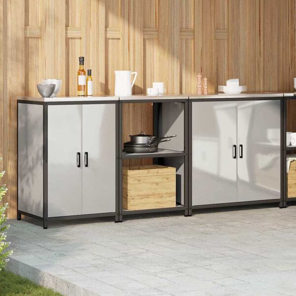 vidaXL Ensemble de rangement cuisine 3 pcs Argenté Acier galvanisé