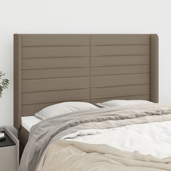 vidaXL T&ecirc;te de lit avec oreilles Taupe 147x16x118/128 cm Tissu
