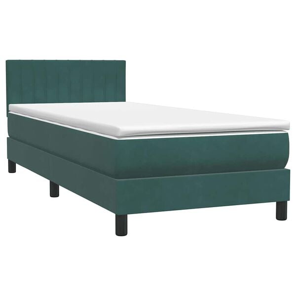 vidaXL Sommier &agrave; lattes de lit et matelas vert fonc&eacute; 80x220 cm velours
