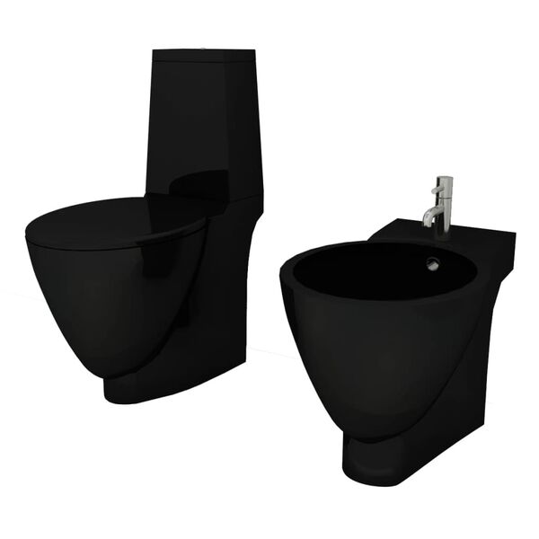 vidaXL Ensemble de toilette et bidet C&eacute;ramique Noir