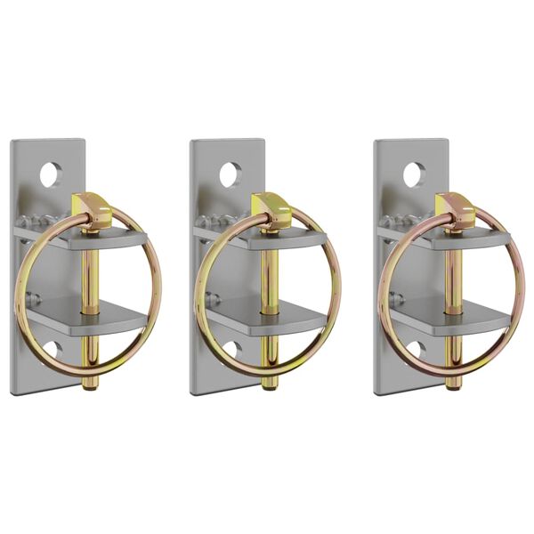 vidaXL Crochets de seau 3 pcs mural argent&eacute; et marron acier