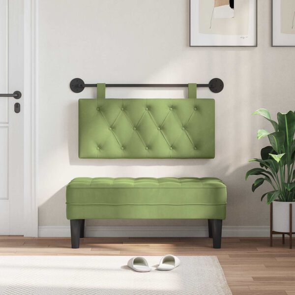 vidaXL T&ecirc;te de lit suspendue Vert clair 100 x 55 x 7 cm Velours