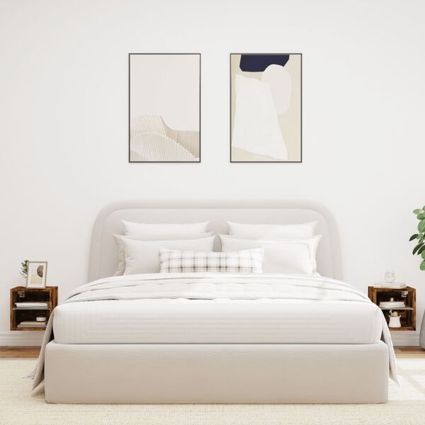 vidaXL Meubles TV muraux et lumi&egrave;res LED 2pcs ch&ecirc;ne fum&eacute; 30x28,5x30 cm