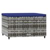 vidaXL Repose-pieds de jardin et coussins lot de 2 gris r&eacute;sine tress&eacute;e