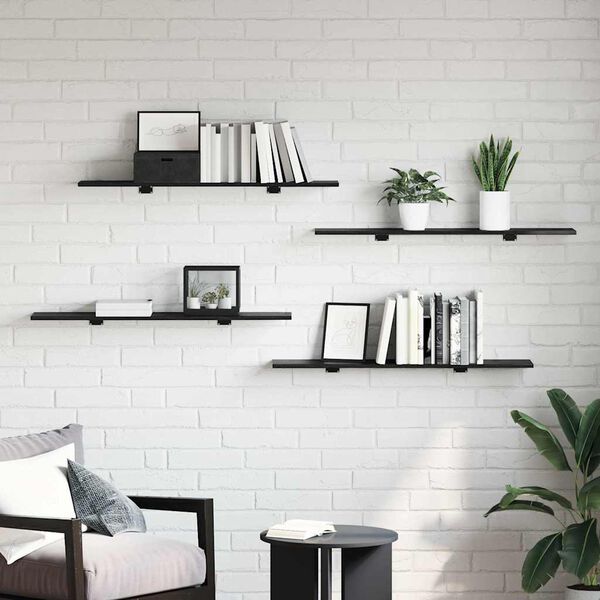 vidaXL &Eacute;tag&egrave;re &agrave; livres 4 pcs Noir 100 x 20 x 1,5 cm Bois d'ing&eacute;nierie