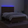 vidaXL Sommier &agrave; lattes de lit matelas et LED Marron fonc&eacute; 140x200 cm