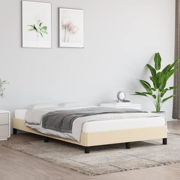 vidaXL Cadre de lit sans matelas crème 120x190 cm tissu