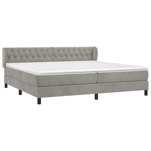 vidaXL Sommier &agrave; lattes de lit et matelas Gris clair 200x200cm Velours