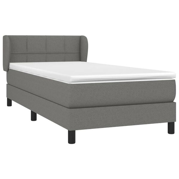 vidaXL Sommier &agrave; lattes de lit et matelas Gris fonc&eacute; 90x190 cm Tissu