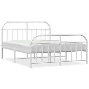 vidaXL Cadre de lit m&eacute;tal sans matelas et pied de lit blanc 183x213 cm